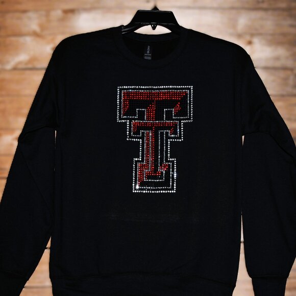 Texas Tech rhinestone bling black sweatshirt S M L XL 2X 3X 4X 5X - Picture 4 of 8